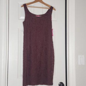 Issac Mizrah New York Knee-Length Lace Burgandy Dress